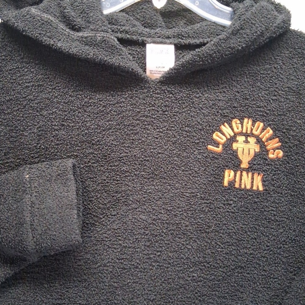Victoria Secret Pink‎ Longhorns Women Fleece Hoodie Black Size S/P